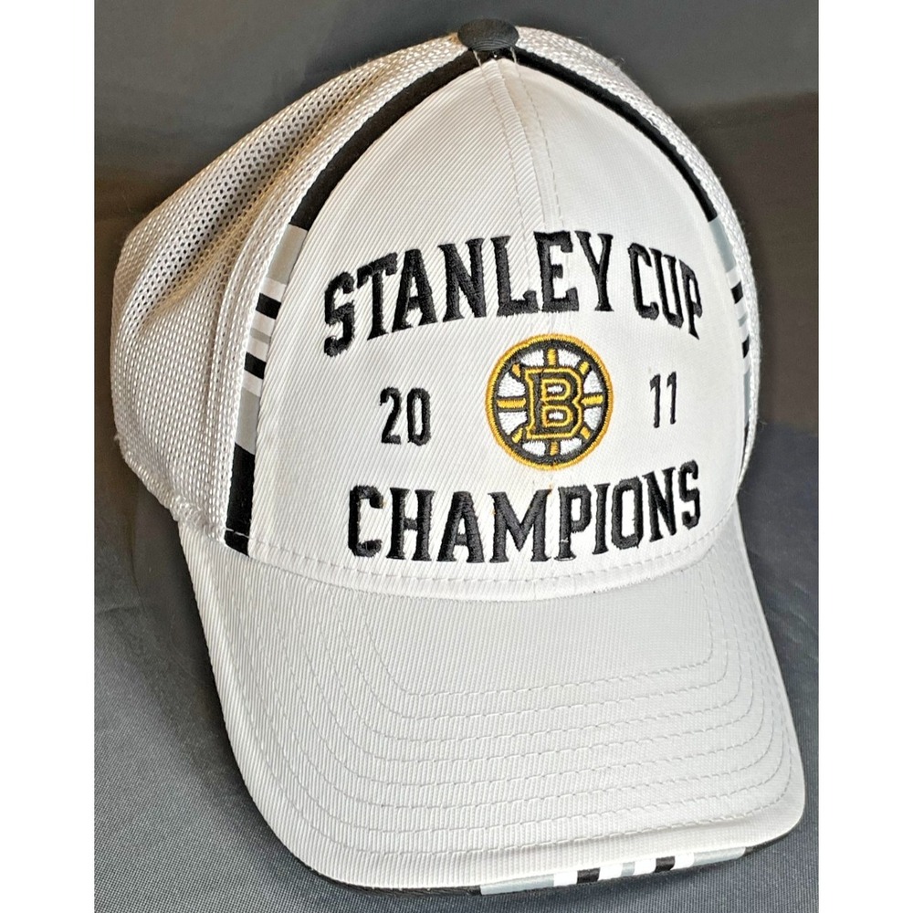 Reebok Hat Mens White 2011‎ Stanley Cup Champions Boston Bruins Trucker Cap